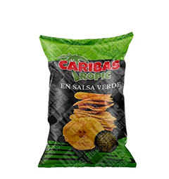 Caribas Tropic Salsa Verde platanitos fritos centroamericanos