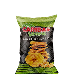 Caribas Tropic Platanitos con chicharrón snack centroamericano